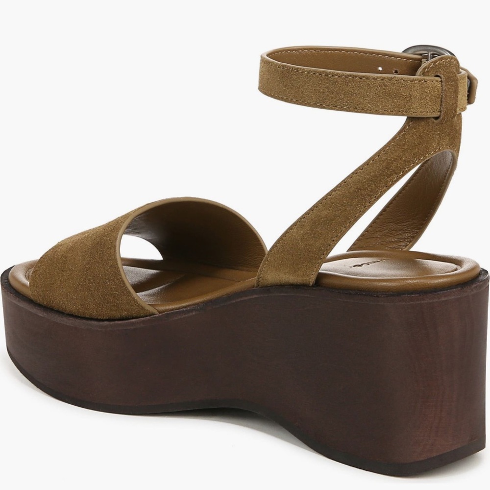 NIB Vince Camuto Philipa olive wood khaki tan suede flatform ankle strap size 7 - Picture 6 of 16